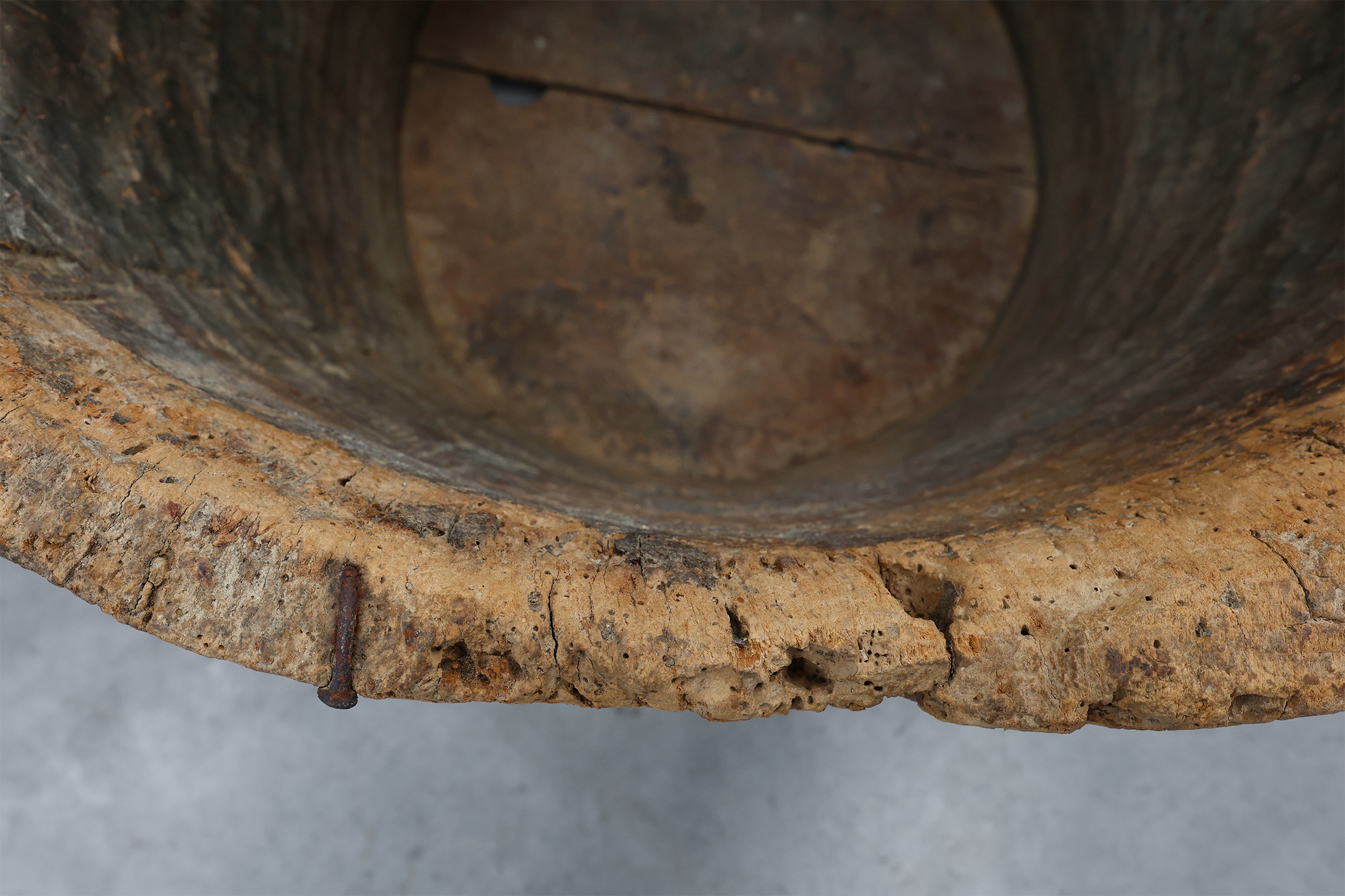 19th Century French Primitive Hollowed Oak Tree Trunk Planterthumbnail